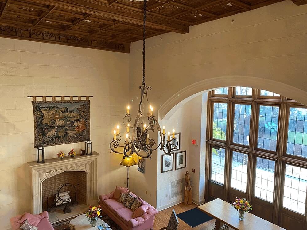 Chandelier in Gray Hall at Renbrook