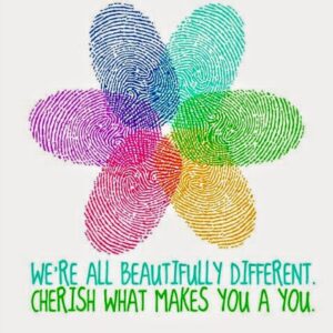 We are all beautifully different illustration of thumb prints