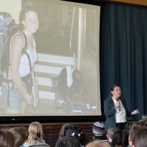 Maggie Doyne speaking at Renbrook School