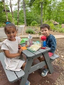 Kindergarten kids at lunch