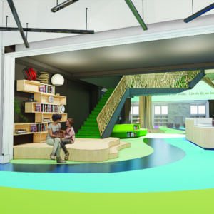 Architectural Rendering of New Renbrook Library - View of Front Desk