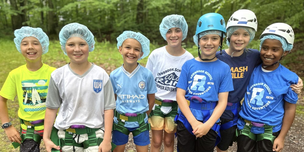 Boys with hair nets on ready to do Challenge Course