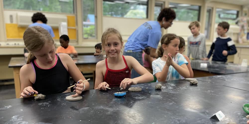 Life-with-Art 3 girls working with clay in art room