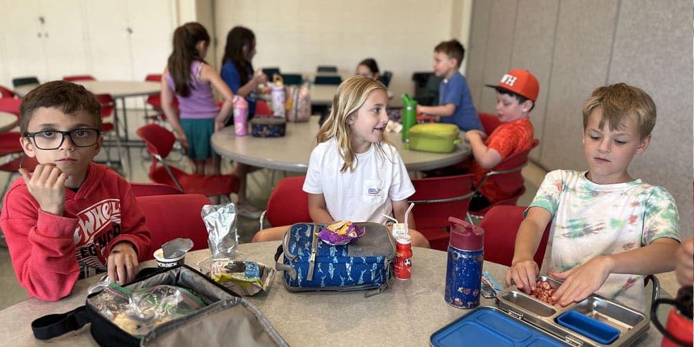 Lunch kids eating lunch at camp