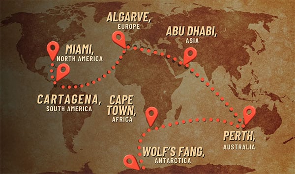 map of locations where the Great World Race is run