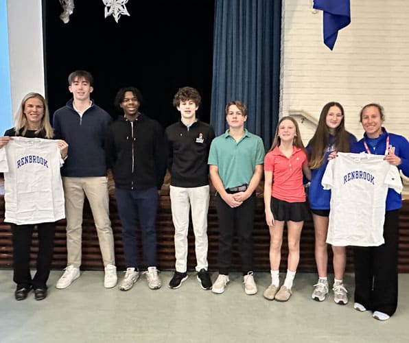 Members of Renbrook's Athletic Student Council with notable female athletes and leaders